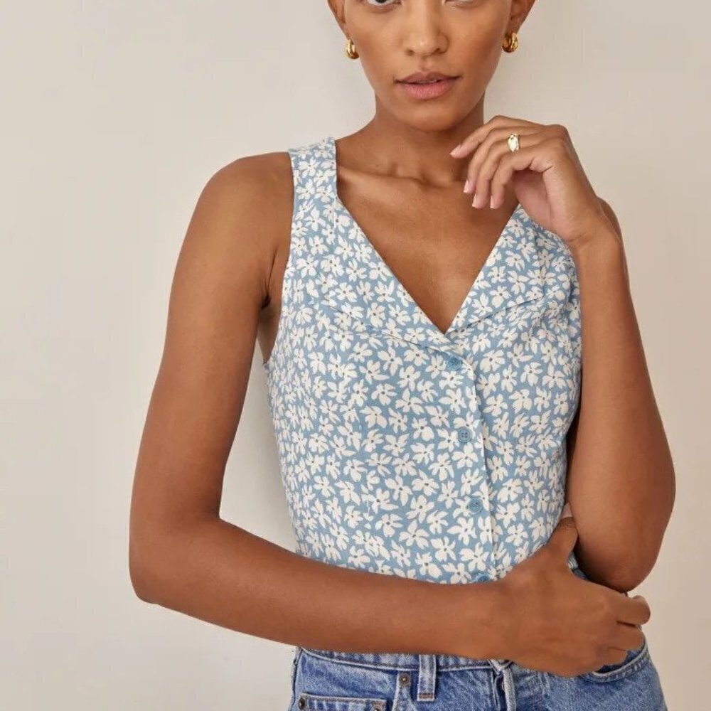 Reformation Jayne Top in Blue Hawaii size 0 NWT